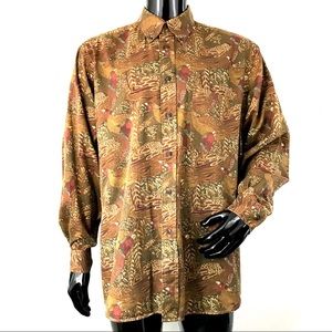 VTG Nautica men’s large brown button up shirt